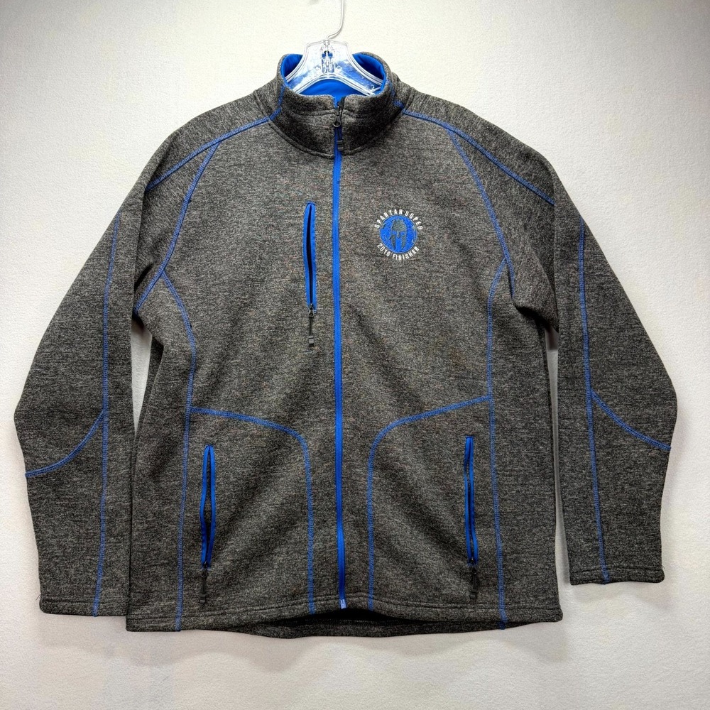 Spartans Super 2016 Finisher Jacket Mens XL Gray Embroidered‎ Full Zip Mock Neck